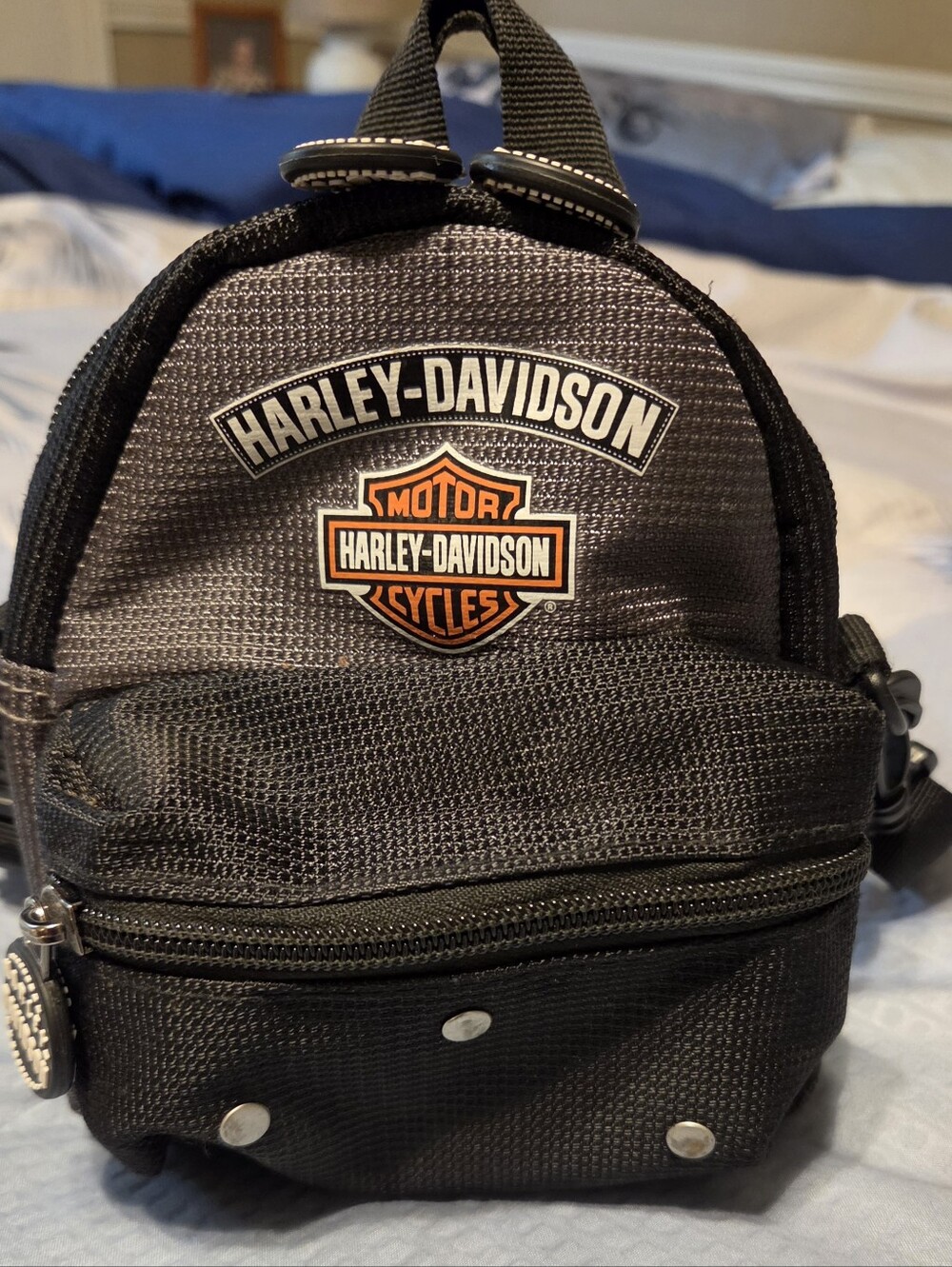 Harley-Davidson Mini Black Backpack with Orange Logo